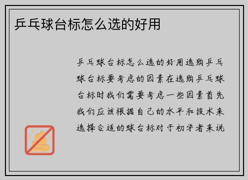 乒乓球台标怎么选的好用